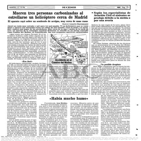 Accidente de helicóptero Camino del Molino 17 de Diciembre de 1996