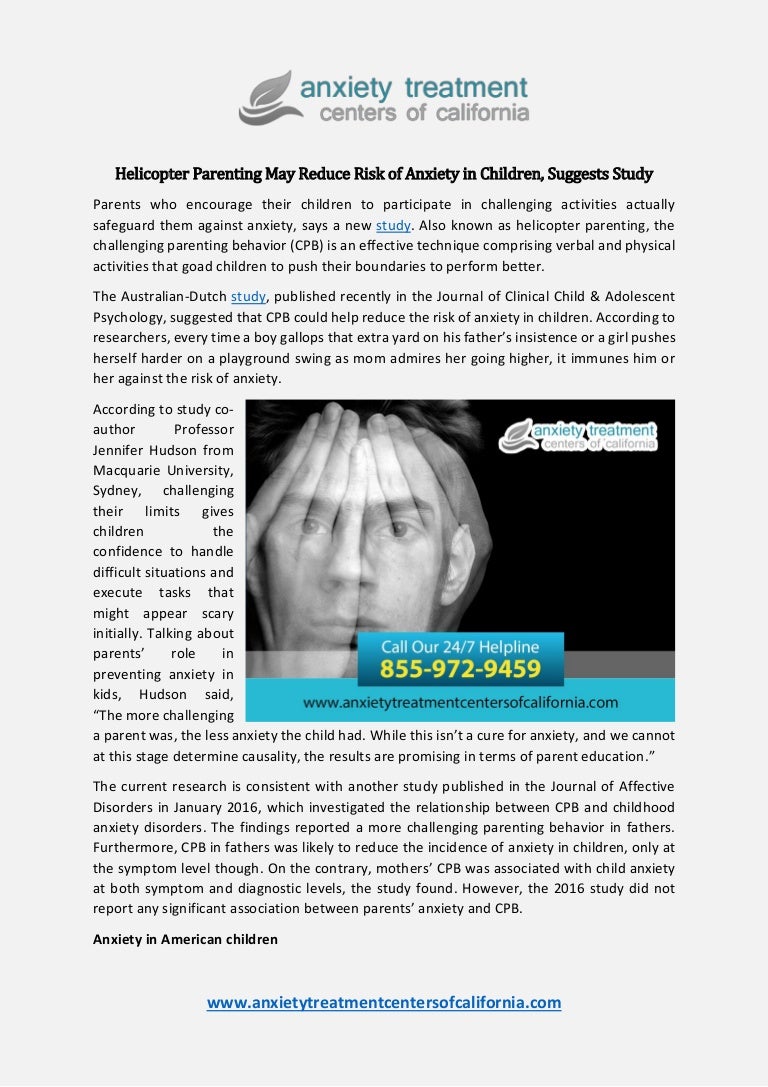 Childhood Anxiety Could Physically >> Helicopter Parenting May Reduce Risk Of Anxiety In Children Childhood Anxiety Could Physically >> Helicopter Parenting May Reduce Risk Of Anxiety In Children