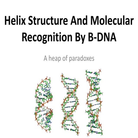 Helix structure and molecular recognition by B-DNA