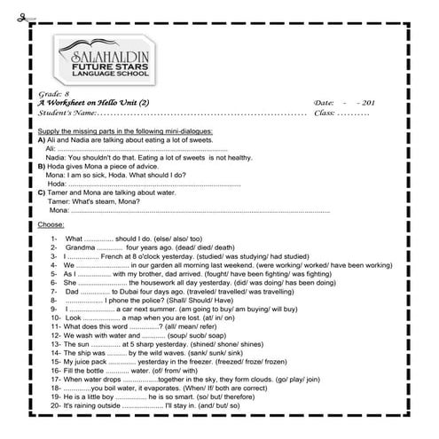 Hello 2 Prep 2 Worksheet Pdf