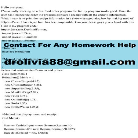 Hello everyone,Im actually working on a fast food order program..pdf