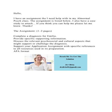 Hello,I have an assignment tha I need help with in my Abnormal P.docx