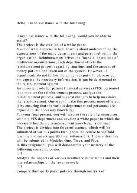 7-2 Final Project Submission White PaperI. Reimbursement and the .docx ...