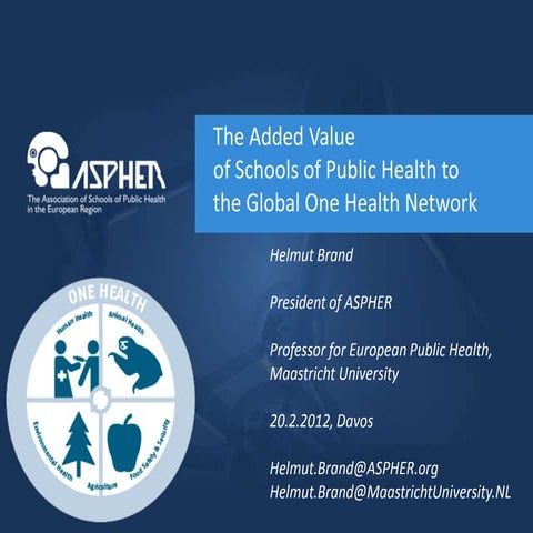 The Added Value of Schools of Public Health to the Global One Health Network