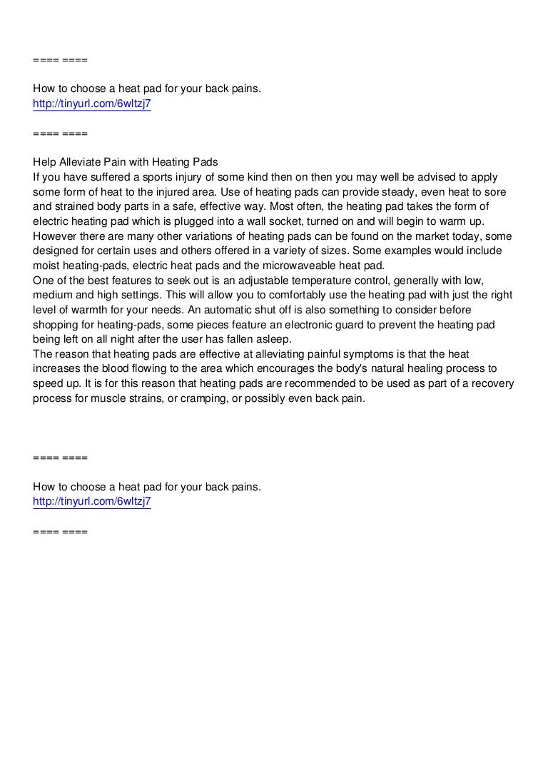 How to choose a heating pad for your back pains.