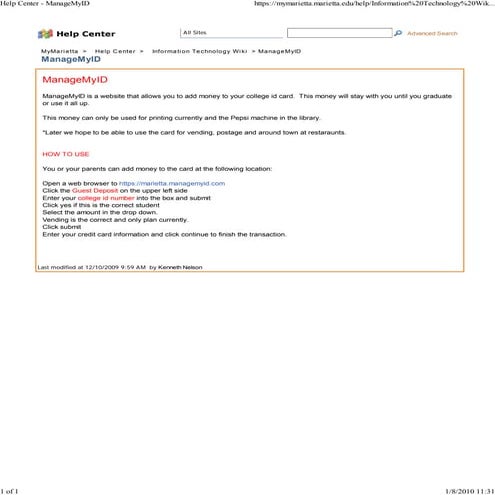 Help Center   Manage My Id