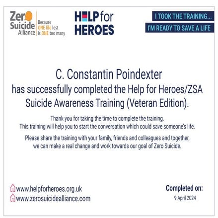 Help for Heros Suicide Prevention - C. Constantin Poindexter | PDF