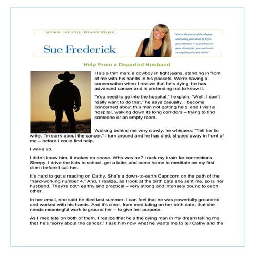 Help from a departed husband