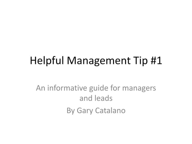 Helpful management tip