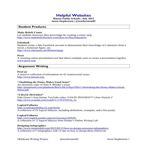 Helpful Websites for Hinton