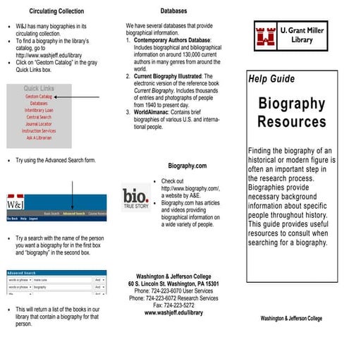 Biography Help Guide