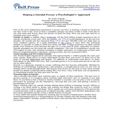 Helping a suicidal person