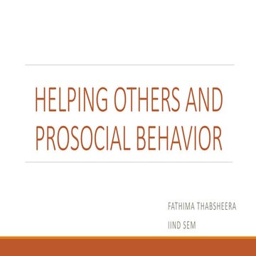 Helping others and prosocial behavior