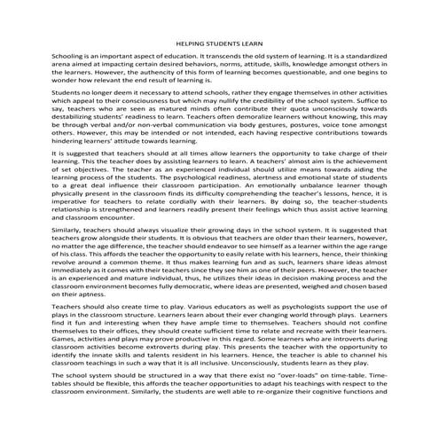 HELPING LEARNERS LEARN BEST