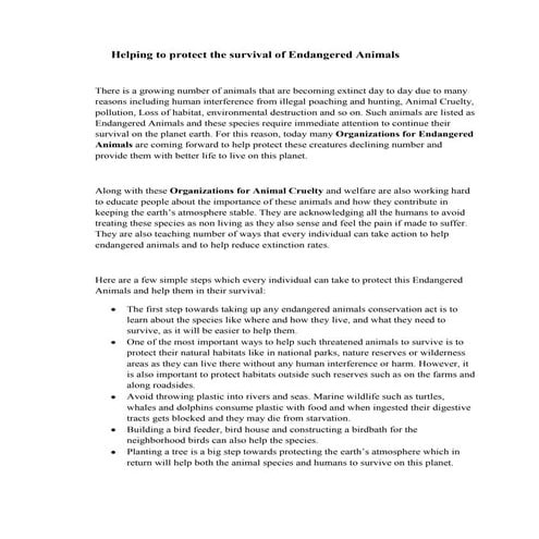 Helping to protect the survival of endangered animals