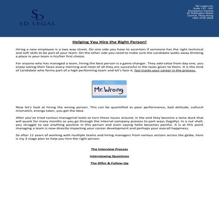 Helping you to hire the right person!