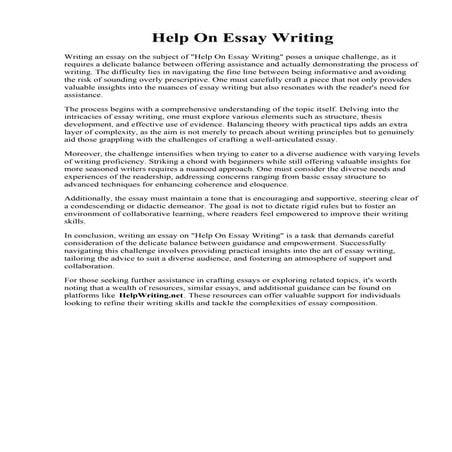 Help On Essay Writing