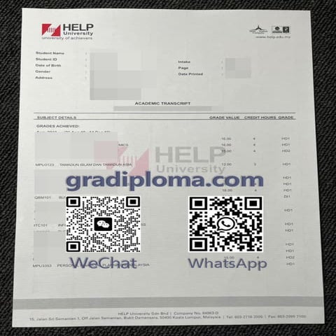 buy Help University transcript in Malaysia