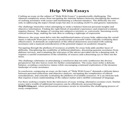 Help With Essays