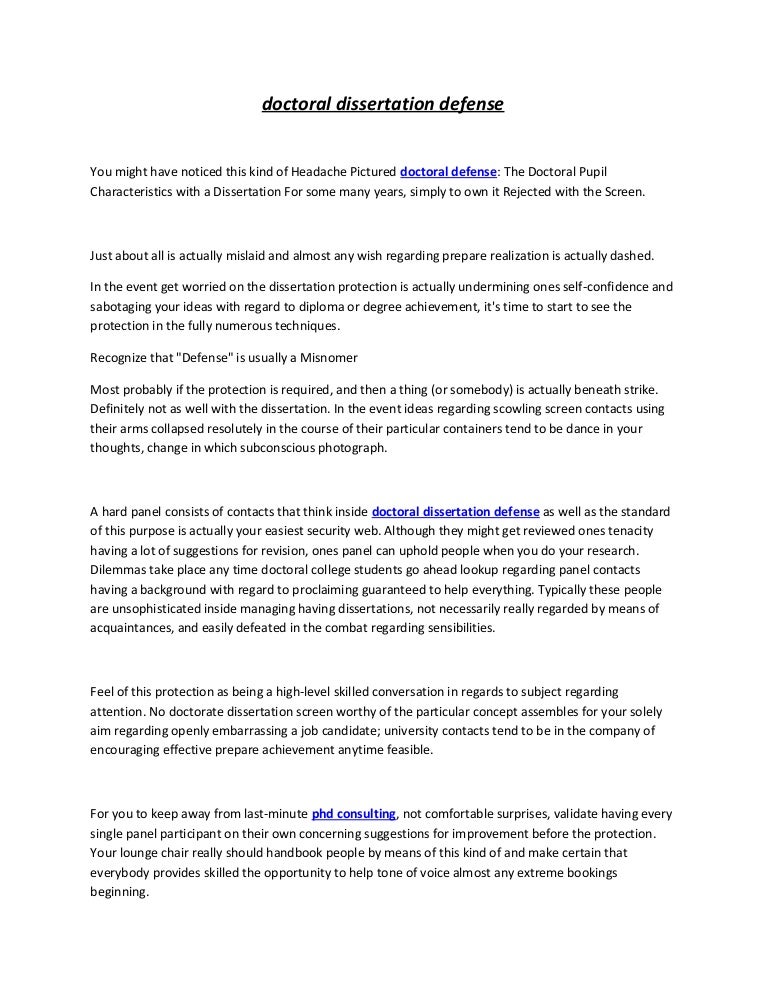 phd dissertation assistance defense