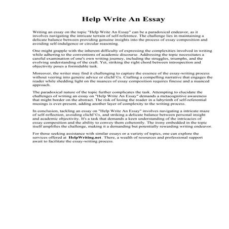 Help Write An Essay