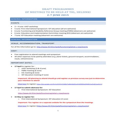 Helsinki draft agendas (13 april 2015)