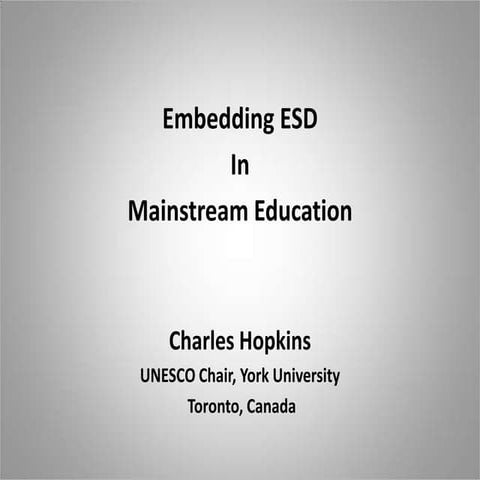 Embeding ESD in Mainstream Education (Helsinki, 2013)