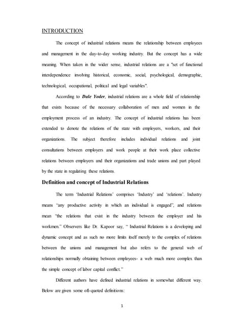 INDUSTRIAL RELATIONS