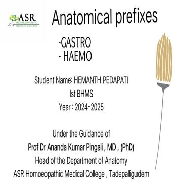 HEMANTH'S ANATOMICAL PREFIXES  ASR HOMEOPATHIC MEDICAL COLLEGE