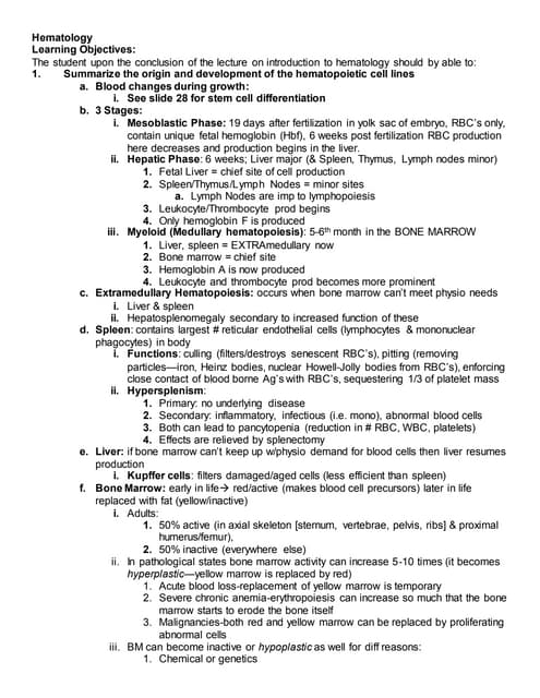 Hematology Lecture 1 Pdf Hematology Lecture 1 Pdf