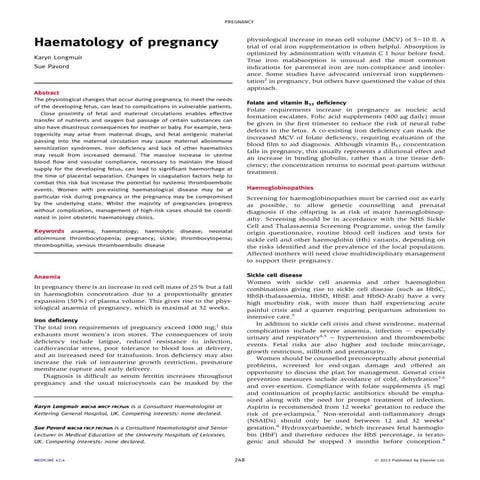 Management of Sickle Cell Disease in Pregnancy | PDF