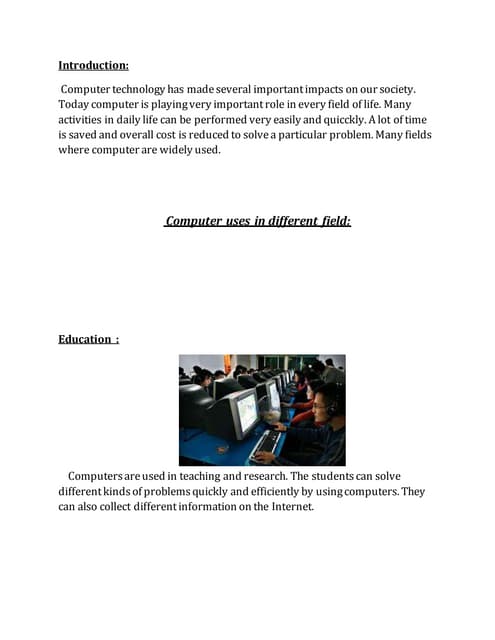 Uses of computer