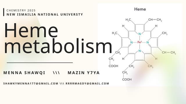 Heme Metabolism – Synthesis, Degradation, and Clinical Importance .pptx