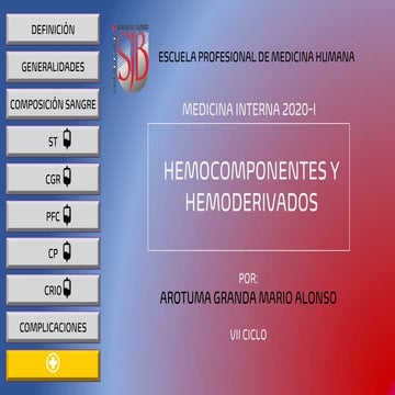 Hemoderivados y hemocomponentes