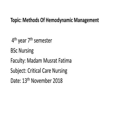CRITICAL  AND CARE NURSING hemodynamics.pptx