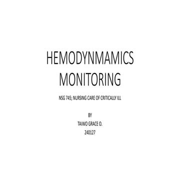 HEMODYNMAMICS MONITORING IN CRITICAL CARE NURSING