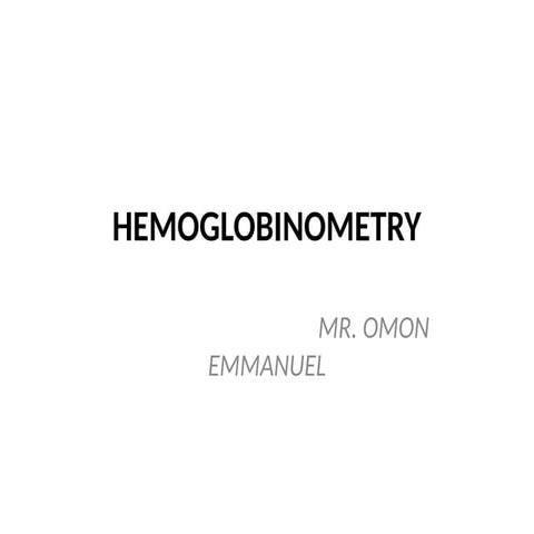 Standard curve of haemoglobin | PPTX