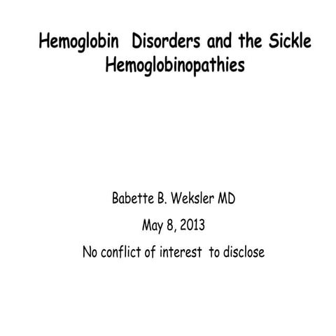 Hemoglobinopathy & sickle cell disease