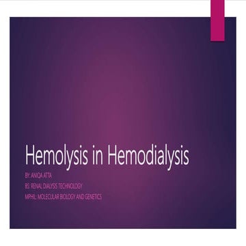 Hemolysis in hemodialysis