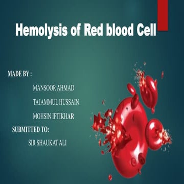 Hemolysis of Rbc updated.pptx clinical hematology | PPTX