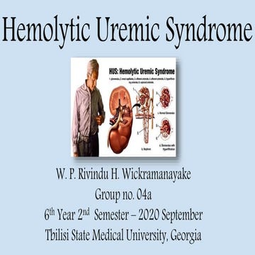 Hemolytic uremic syndrome | PPTX