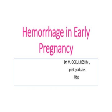 Hemorrhage in early pregnancy