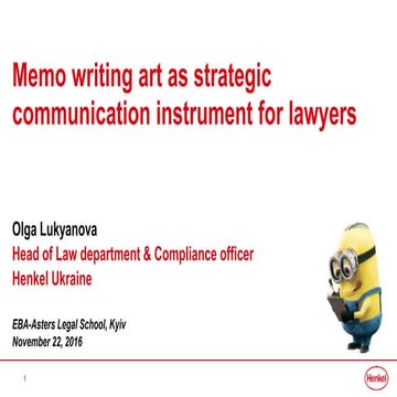 Правнича школа ЕВА-Астерс - Мистецтво писати меморандуми як стратегічний інст...