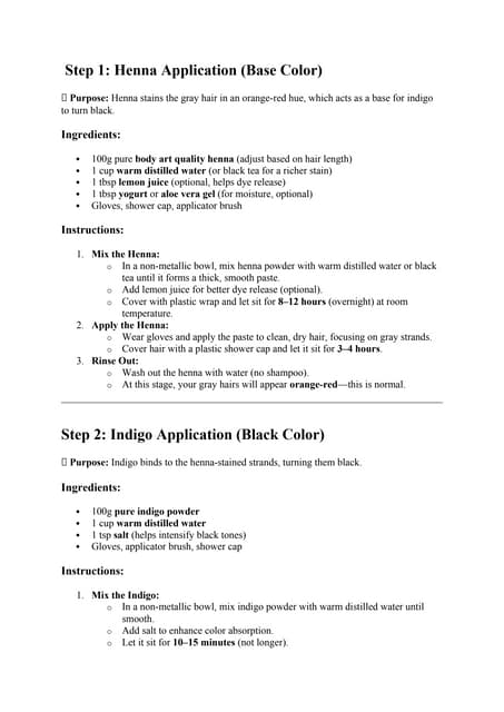 Henna and indigo application: The recomendation