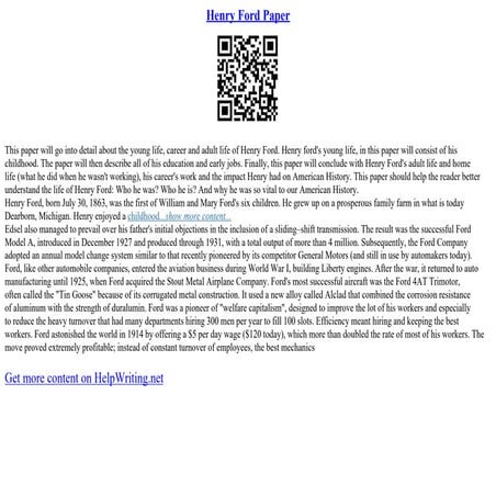 Henry Ford Paper | PPT