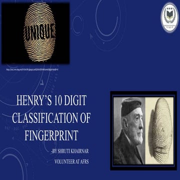Henry’s 10 digit classification of fingerprint