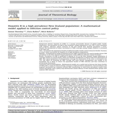 Hepatitis B modelling in New Zealand
