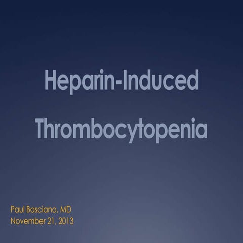 Heparin induced thrombocytopenia