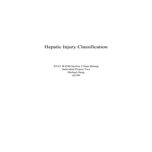 Hepatic injury classification