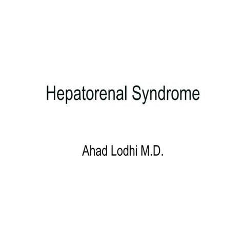 Hepatorenal syndrome